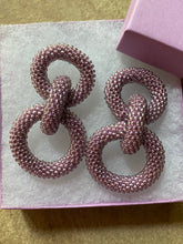 Load image into Gallery viewer, Crocheted Beaded Earrings - Light Mauve