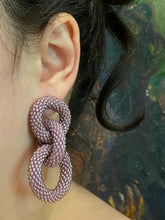 Load image into Gallery viewer, Crocheted Beaded Earrings - Light Mauve