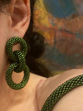 Load image into Gallery viewer, Package price - Crocheted Beaded Earrings and Bracelet - Olive Green
