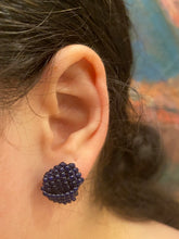 Load image into Gallery viewer, Knot Beaded Earrings -Navy Blue (almost black)
