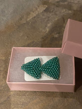 Load image into Gallery viewer, Triangle Beaded Earrings - Green Round Beads
