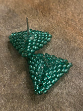 Load image into Gallery viewer, Triangle Beaded Earrings - Green Round Beads

