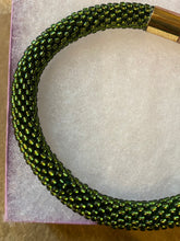 Load image into Gallery viewer, Crocheted Beaded Bracelet - Olive Green
