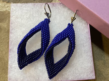 Load image into Gallery viewer, Drop Earrings - Two Toned Blue Beaded earrings - 2 1/2&quot;

