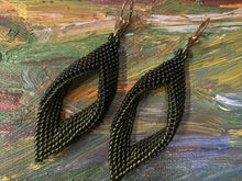 Load image into Gallery viewer, Drop Earrings - Metallic Iris Green/Brown and Olive silver lined beads
