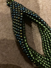Load image into Gallery viewer, Drop Earrings - Metallic Iris Green/Brown and Olive silver lined beads
