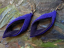 Load image into Gallery viewer, Drop Earrings - Two Toned Blue Beaded earrings - 2 1/2&quot;
