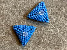Load image into Gallery viewer, Triangle Beaded Earrings - Turquoise colored solid Blue Round Beads
