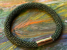 Load image into Gallery viewer, Crocheted Beaded Bracelet - Olive Green
