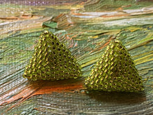 Load image into Gallery viewer, Triangle Beaded Earrings - Chartreuse (Yellow Green) Round Beads
