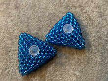 Load image into Gallery viewer, Triangle beaded earrings- Turquoise colored silver-lined Round Beads
