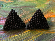 Load image into Gallery viewer, Triangle Beaded Earrings - Black Solid Round Beads
