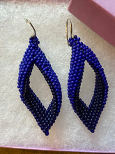 Load image into Gallery viewer, Drop Earrings - Two Toned Blue Beaded earrings - 2&quot; long
