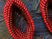 Load image into Gallery viewer, Drop Earrings - Red Transparent and Red Solid Beads - 2&quot;
