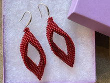 Load image into Gallery viewer, Drop Earrings - Red Transparent and Red Solid Beads - 2&quot;
