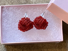 Load image into Gallery viewer, Knot Beaded Earrings - Red Transparent beads
