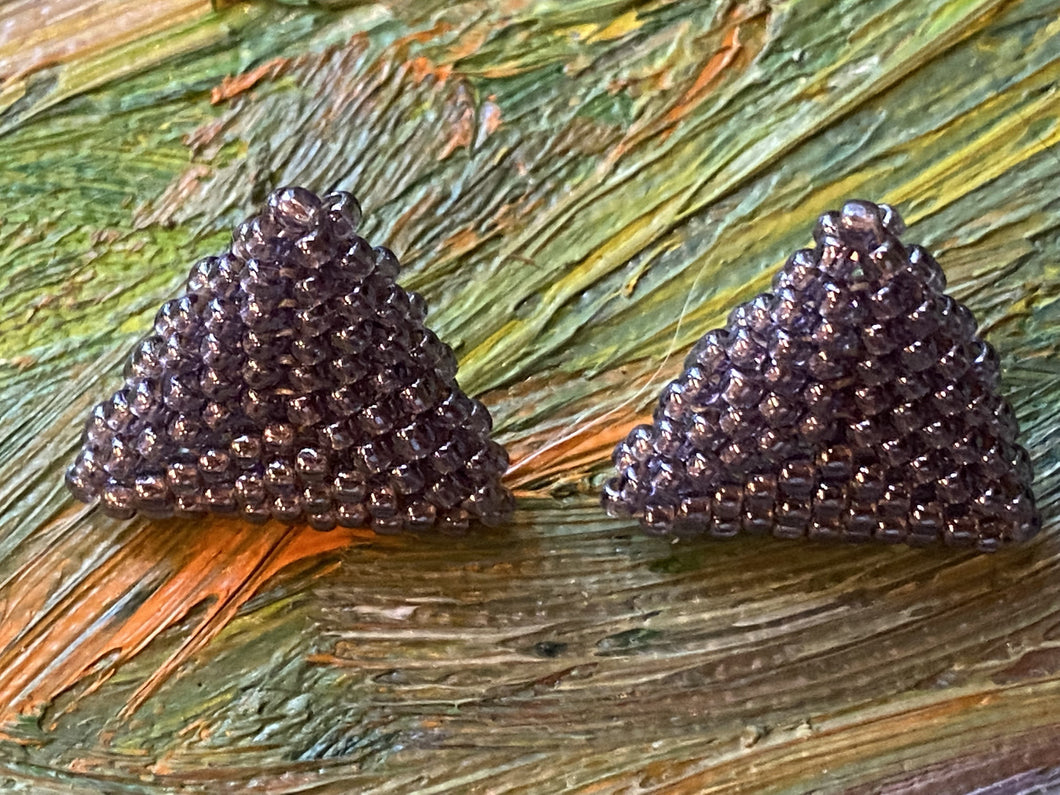 Triangle Earrings - Sugar Plum (light purple) Round Beads - Smaller triangles