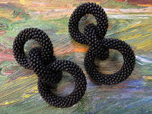 Load image into Gallery viewer, Crocheted Beaded Earrings - Black Opaque Beads
