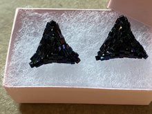 Load image into Gallery viewer, Triangle earrings - Metallic Nebula Hexagon Beads
