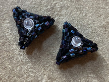 Load image into Gallery viewer, Triangle earrings - Metallic Nebula Hexagon Beads
