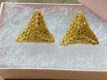 Load image into Gallery viewer, Triangle earrings - Gold Hexagon beads
