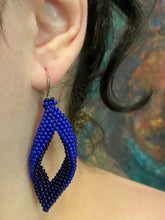 Load image into Gallery viewer, Drop Earrings - Two Toned Blue Beaded earrings - 2&quot; long
