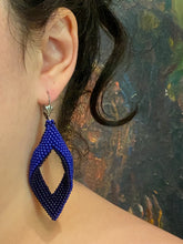 Load image into Gallery viewer, Drop Earrings - Two Toned Blue Beaded earrings - 2 1/2&quot;
