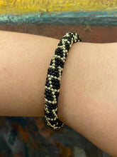 Load image into Gallery viewer, Bracelet Beaded - Round beads, Black and Gold
