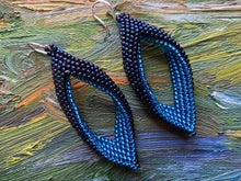 Load image into Gallery viewer, Drop Earrings - Multi blue colored beads with aquamarine silver lined beads
