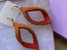 Load image into Gallery viewer, Drop earrings - Saffron permafinish and red beads
