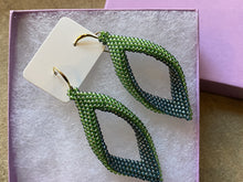 Load image into Gallery viewer, Drop Earrings - Two tone Green earrings
