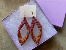 Load image into Gallery viewer, Drop earrings - Hot pink outside and saffron inside permafinish beads
