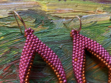 Load image into Gallery viewer, Drop earrings - Hot pink outside and saffron inside permafinish beads
