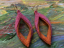 Load image into Gallery viewer, Drop earrings - Hot pink outside and saffron inside permafinish beads
