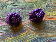 Load image into Gallery viewer, Knot beaded earrings - Purple metallic finish beads
