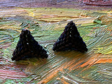 Load image into Gallery viewer, Triangle Earrings - Black Hexagon beads
