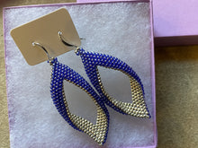 Load image into Gallery viewer, Drop earrings -  Silver and Blue beads
