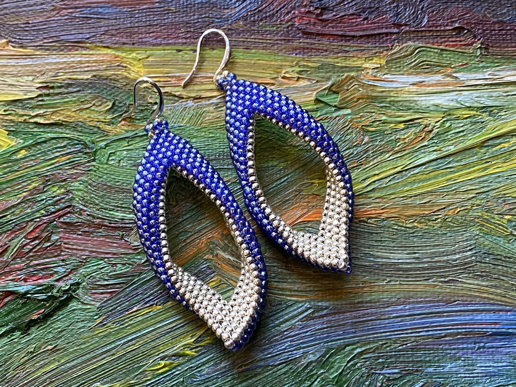 Drop earrings -  Silver and Blue beads