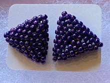 Load image into Gallery viewer, Triangle earrings - purple metallic beads
