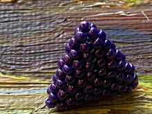Load image into Gallery viewer, Triangle earrings - purple metallic beads
