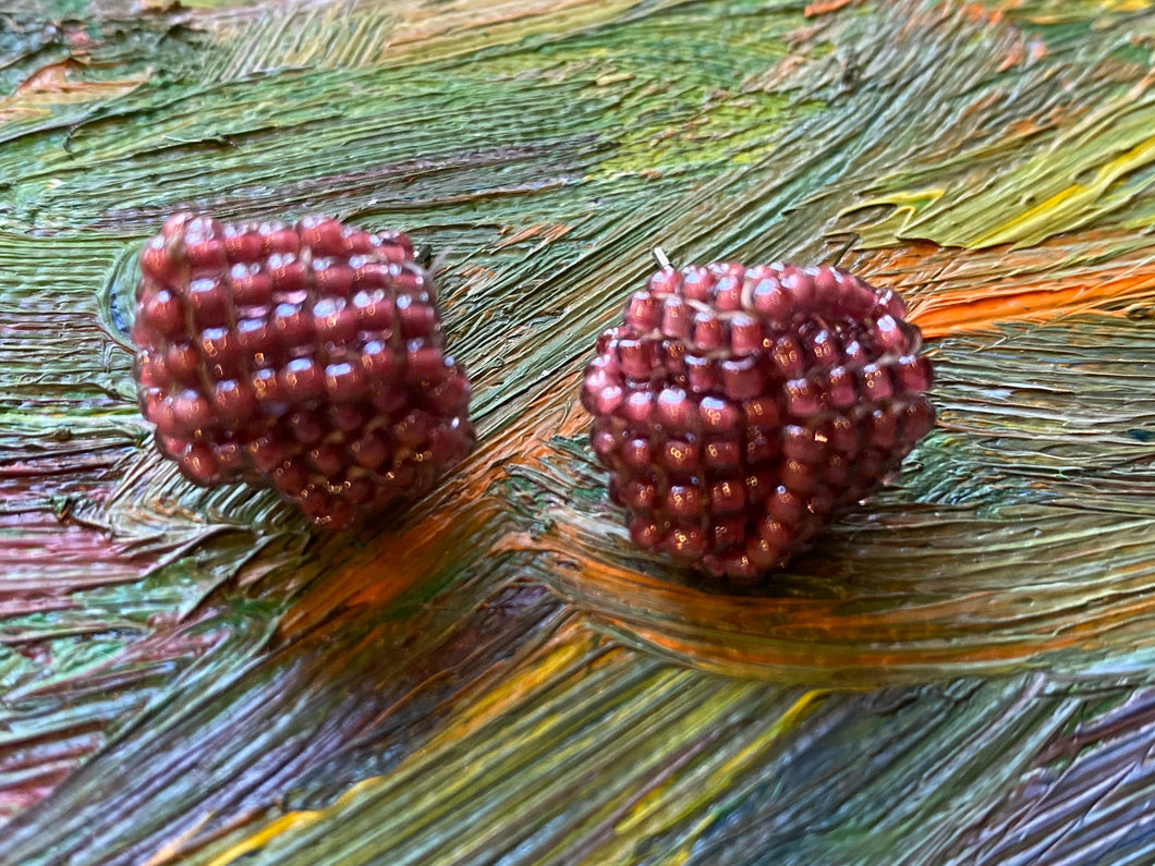 Knot beaded earrings - rose luster beads