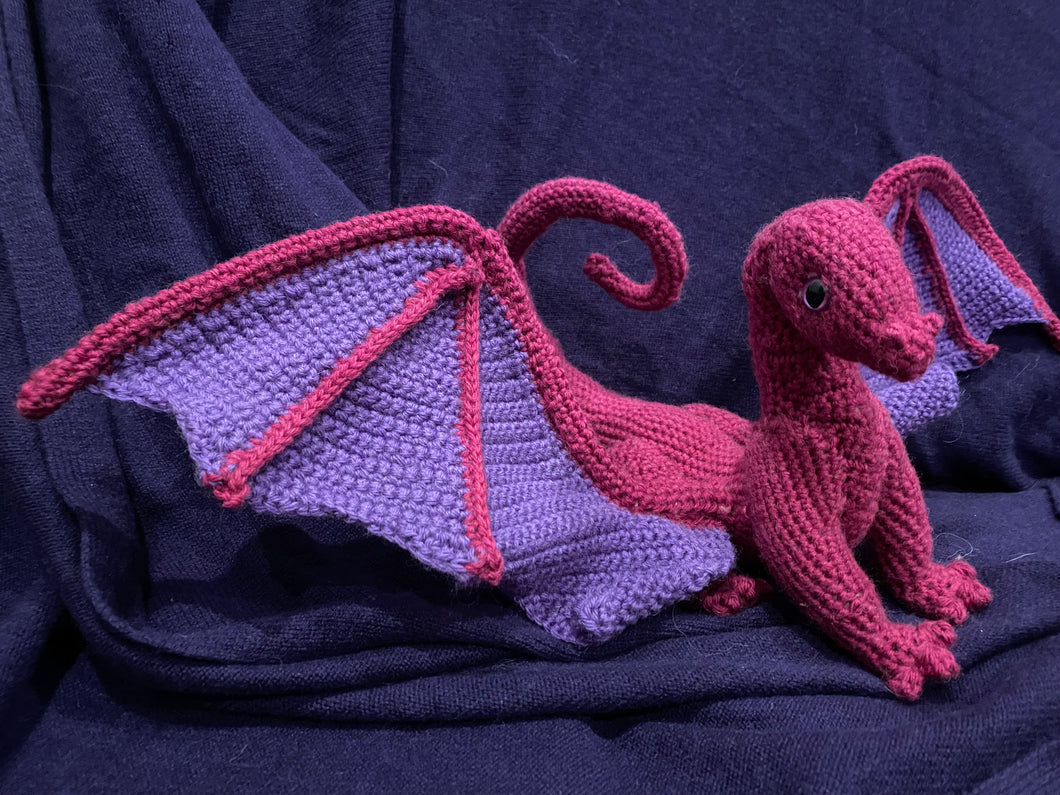 Stuffed Collectible Crochet Dragon - Pink and purple